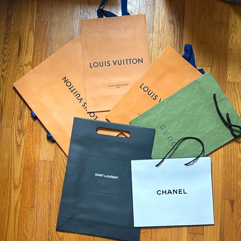 LV, Gucci, Chanel, Saint Laurent Paper Bags bundle